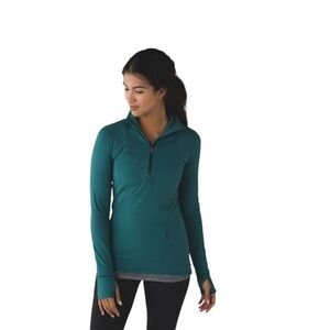 Lululemon Kanto Catch Me 1/2 Zip Sz 8 Wee Stripe Forage Teal Dark Fuel